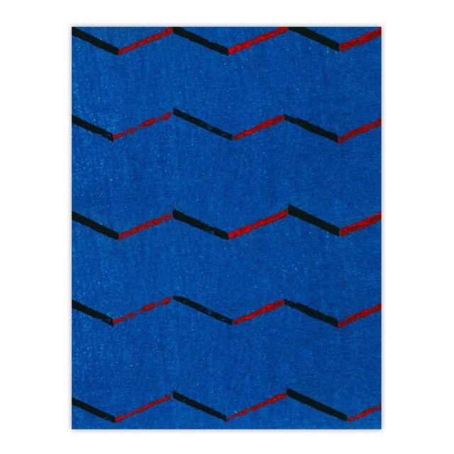 "Artery8 Red Blue Zig Zag Textile Pattern Retro Japan Wall Art Print Korin - Size: W12"" x H16""" - image 1
