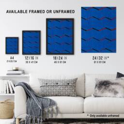 "Artery8 Red Blue Zig Zag Textile Pattern Retro Japan Wall Art Print Korin - Size: W12"" x H16""" - thumbnail 3