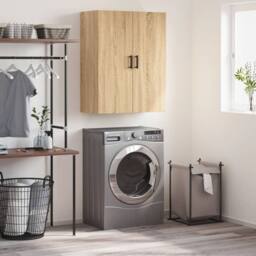 Berkfield Home Wall Mounted Cabinet Sonoma Oak 69.5x34x90 cm in Light Tan - thumbnail 2