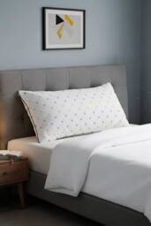 Living and Home Durable Geometric Jacquard Pillow Insert for Back Stomach and Side Sleepers in White - thumbnail 1