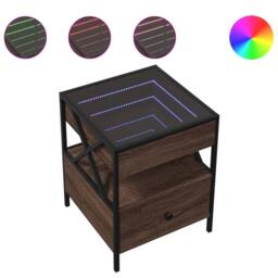 Berkfield Home Bedside Table with Infinity LED Brown Oak 40x40x51 cm - Size: 40 x 40 x 51 cm - thumbnail 1