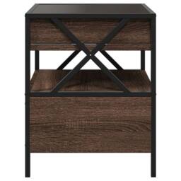 Berkfield Home Bedside Table with Infinity LED Brown Oak 40x40x51 cm - Size: 40 x 40 x 51 cm - thumbnail 7