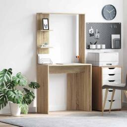 Berkfield Home Sonoma Oak Computer Desk Sonoma oak Engineered wood Medium in Light Oak - thumbnail 2