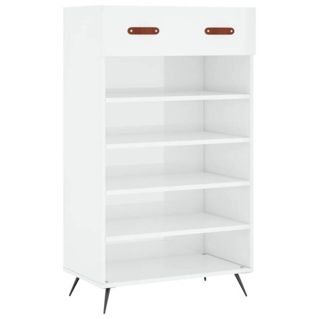 Berkfield Home Shoe Cabinet High Gloss White 60x35x105 cm Engineered Wood - Size: 60 x 35 x 105 cm - image 1
