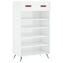Berkfield Home Shoe Cabinet High Gloss White 60x35x105 cm Engineered Wood - Size: 60 x 35 x 105 cm