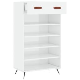 Berkfield Home Shoe Cabinet High Gloss White 60x35x105 cm Engineered Wood - Size: 60 x 35 x 105 cm - thumbnail 5