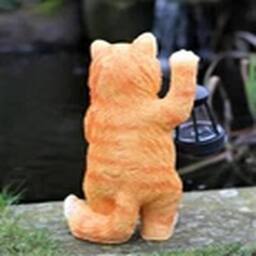 EONLION Garden Ornament Solar Powered Animal Pussy Cat Lamp in Orange - thumbnail 2