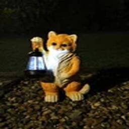 EONLION Garden Ornament Solar Powered Animal Pussy Cat Lamp in Orange - thumbnail 5