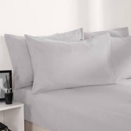 OHS Plain Bed Sheet Microfibre Deep Fitted Soft in Silver - Size: Double