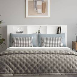 Berkfield Home Headboard Cabinet White 180x18.5x104.5 cm - thumbnail 3
