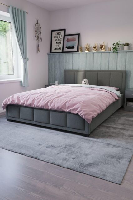 Home Discount Vida Designs Vanita Bed Frame Linen Fabric UKFR Storage Furniture in Dark Grey - Size: King - image 1