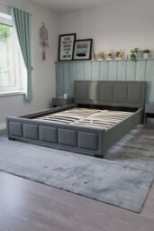 Home Discount Vida Designs Vanita Bed Frame Linen Fabric UKFR Storage Furniture in Dark Grey - Size: King - thumbnail 2