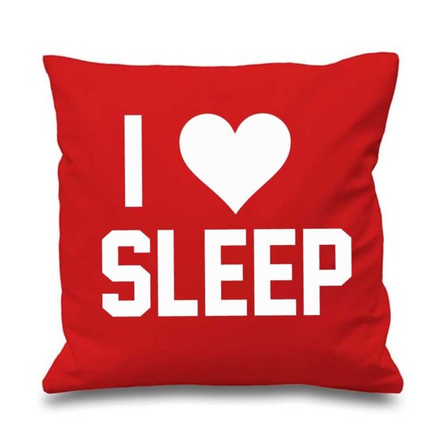 "60 SECOND MAKEOVER Red Cushion Cover I Love Sleep 16"" x 16"" Daughter Friend Gift Decorative Cushion Home Horse Equestrian - Size: 40 cm x 40 cm"