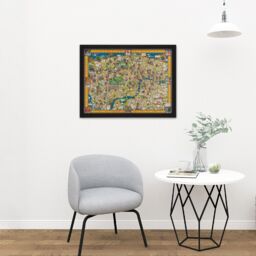 "Artery8 Wall Art Print Gill 1914 Pictorial Map London Wonderground Large Framed Wall Décor Art in Black - Size: W18"" x H24""" - thumbnail 2