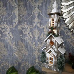 Shatchi Christmas Decoation Battery Operated Wooden House Tabletop Decorated with Berries, Pines & Small Warm White Bulbs in Brown - thumbnail 4