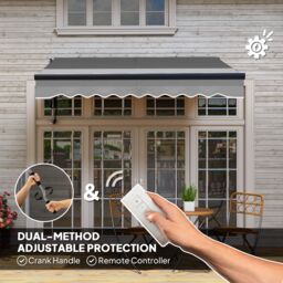 OUTSUNNY 2.5 x 2m Electric Retractable Awning w/ Aluminium Frame Dark Grey - thumbnail 4