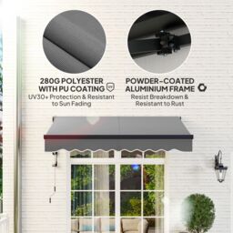 OUTSUNNY 2.5 x 2m Electric Retractable Awning w/ Aluminium Frame Dark Grey - thumbnail 5