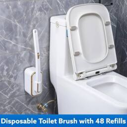 SPETLEK Disposable Toilet Brush & Holder Set Toilet Bowl Cleaning System in White - thumbnail 7