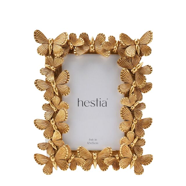 "Hestia Butterfly Design Resin Photo Frame 4"" x 6"" in Gold" - image 1