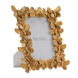 "Hestia Butterfly Design Resin Photo Frame 4"" x 6"" in Gold" - thumbnail 2
