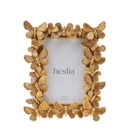 "Hestia Butterfly Design Resin Photo Frame 4"" x 6"" in Gold" - thumbnail 1