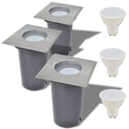 Berkfield Home Outdoor LED Ground Lights 3 pcs Square in Silver - thumbnail 1