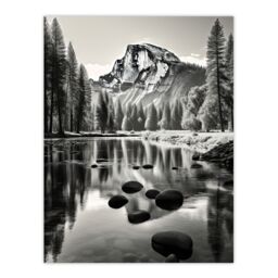 Artery8 Majestic Yosemite Valley Iconic Half Dome Black & White Photo Photography Large Wall Unframed Art Poster Print Thick Paper 18X24 Inch - thumbnail 1