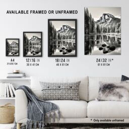 Artery8 Majestic Yosemite Valley Iconic Half Dome Black & White Photo Photography Large Wall Unframed Art Poster Print Thick Paper 18X24 Inch - thumbnail 3