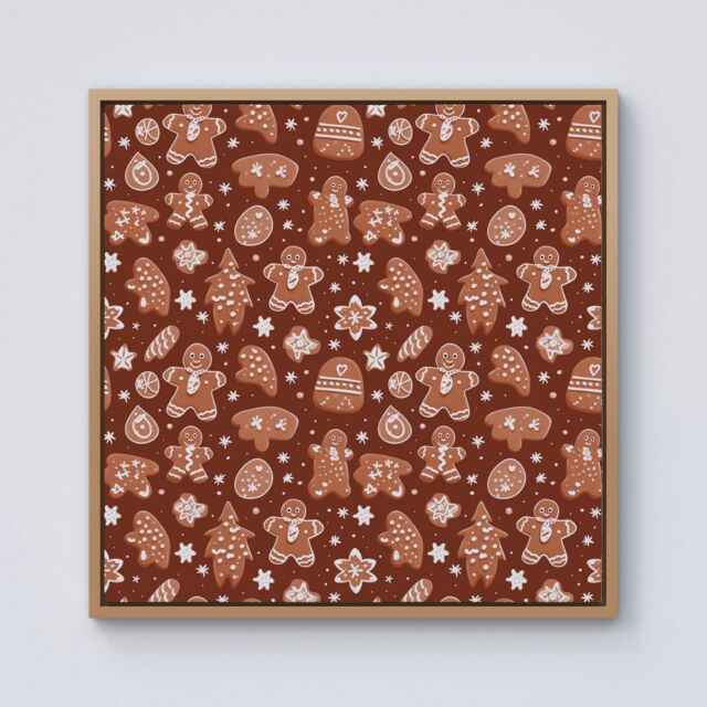 Warren Reed - Designer Gingerbread Cookies Framed Canvas in Light Brown - Size: w40 inch x h40 inch - image 1