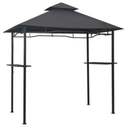 Berkfield Home BBQ Gazebo 240x150x255 cm Anthracite Steel in Black - Size: 240 x 150 x 255 cm - thumbnail 2