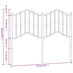 Berkfield Home Metal Headboard White 120 cm in Black - thumbnail 6