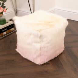 Native Natural Goatskin Ombre Pouf (Cover Only) in Pink