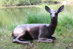 Inspirational Gifting Doe Deer Laying Garden Sculpture Ornament in Hand cast Aluminium in Bronze - thumbnail 7