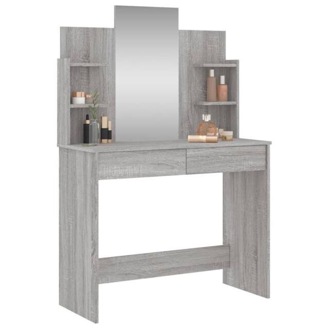 Berkfield Home Beautiful Dressing Table with Mirror Grey Sonoma 96x39x142 cm - Size: 96 x 39 x 142 cm - image 1