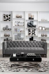 Orsina Black Leather Coffee Table, Steel Legs With Metallic Clasp Accents, 2 Drawer Storage Living Room Table - thumbnail 3