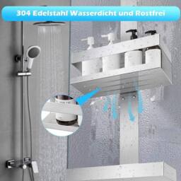 VOGREX 2 Tier Hanging Over Door Bathroom Shower Caddy Rack Storage Tidy in Silver - thumbnail 4