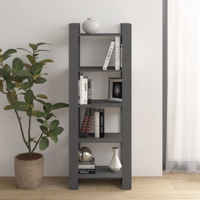 Berkfield Home Book Cabinet/Room Divider Grey 60x35x160 cm Solid Wood - Size: 60 x 35 x 160 cm - image 1