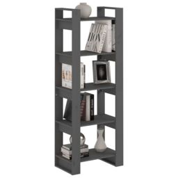 Berkfield Home Book Cabinet/Room Divider Grey 60x35x160 cm Solid Wood - Size: 60 x 35 x 160 cm - thumbnail 5