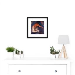 Artery8 Edvard Munch Vampire 1895 Painting 8X8 Inch Square Wooden Framed Wall Art Print Picture with Mount in Black - thumbnail 2
