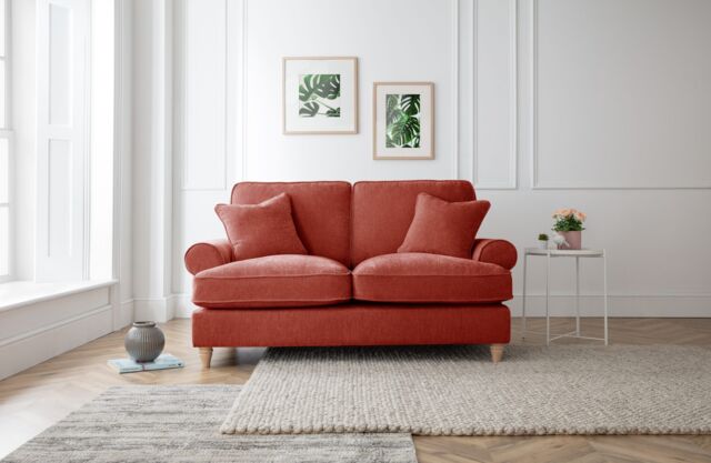 The Great Sofa Company Ezra 2 Seater Textured Velvet Sofa - Scroll Arm in Terracotta - image 1