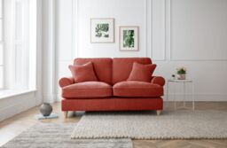 The Great Sofa Company Ezra 2 Seater Textured Velvet Sofa - Scroll Arm in Terracotta - thumbnail 1