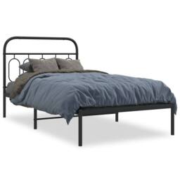 Berkfield Home Metal Bed Frame without Mattress with Headboard Black 100x190cm - Size: 100x190 cm - thumbnail 3
