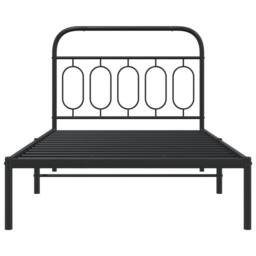 Berkfield Home Metal Bed Frame without Mattress with Headboard Black 100x190cm - Size: 100x190 cm - thumbnail 4