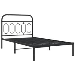 Berkfield Home Metal Bed Frame without Mattress with Headboard Black 100x190cm - Size: 100x190 cm - thumbnail 1