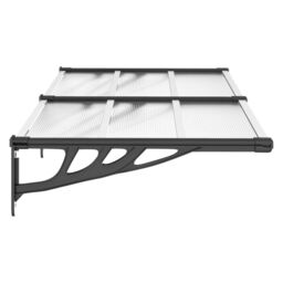 Berkfield Home Door Canopy Black & Transparent 152.5x90 cm Polycarbonate in Clear - thumbnail 4
