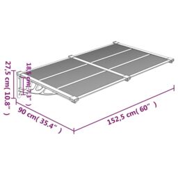 Berkfield Home Door Canopy Black & Transparent 152.5x90 cm Polycarbonate in Clear - thumbnail 6