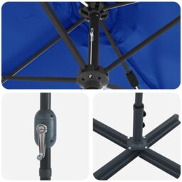 Berkfield Home Garden Parasol Blue 380 x 196 x 235 cm Powder-coated steel - thumbnail 9