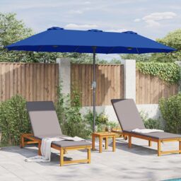 Berkfield Home Garden Parasol Blue 380 x 196 x 235 cm Powder-coated steel - thumbnail 4