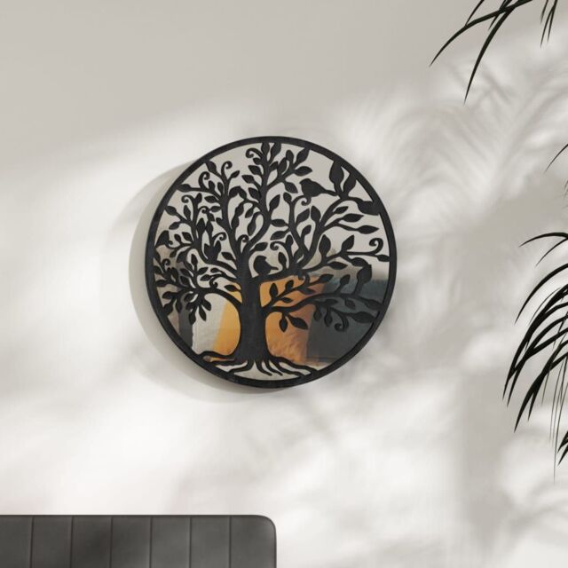 Berkfield Home Mirror Black 40x2.5 cm Iron Round for Indoor Use - image 1