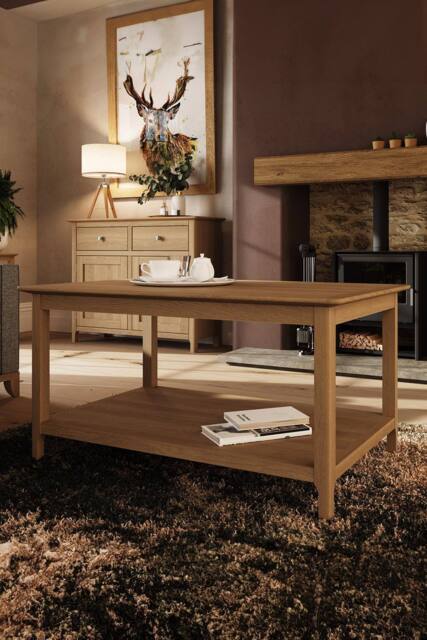 FWStyle Large Natural Oak Painted Oak Storage Coffee Table in Brown - image 1